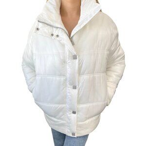 CHANEL Sport Vintage 03A CC Logo Puffer Jacket #38 Zip Button White [105309]